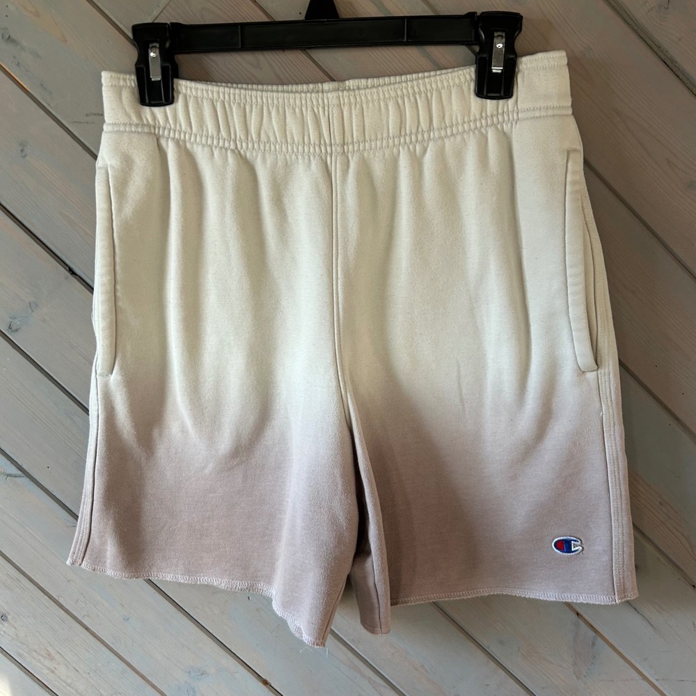 Champion Women Ombre Dip Dye Sweat Shorts Cream Taupe Small Fleece Activewear SM